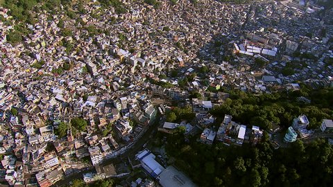 Aerial view of Rocinha, Brazil's largest favela, Rio de Janeiro, Brazil