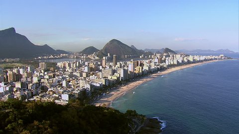 Flying towards Ipanema Beach Rio de Janeiro, Brazil