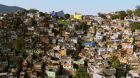Aerial view of Rocinha, Brazil's largest favela, Rio de Janeiro, Brazil