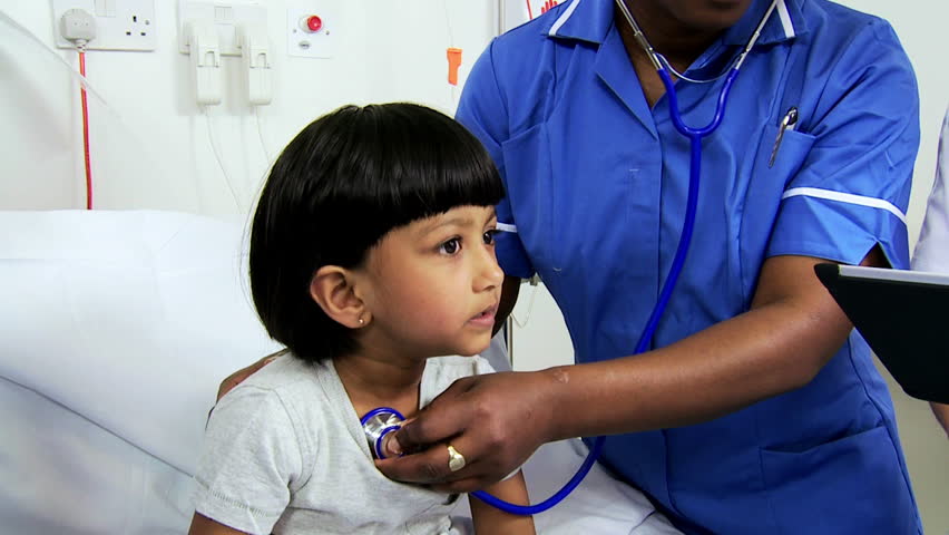 pediatric nurse listening young patient's heartbeat Stock Footage Video ...