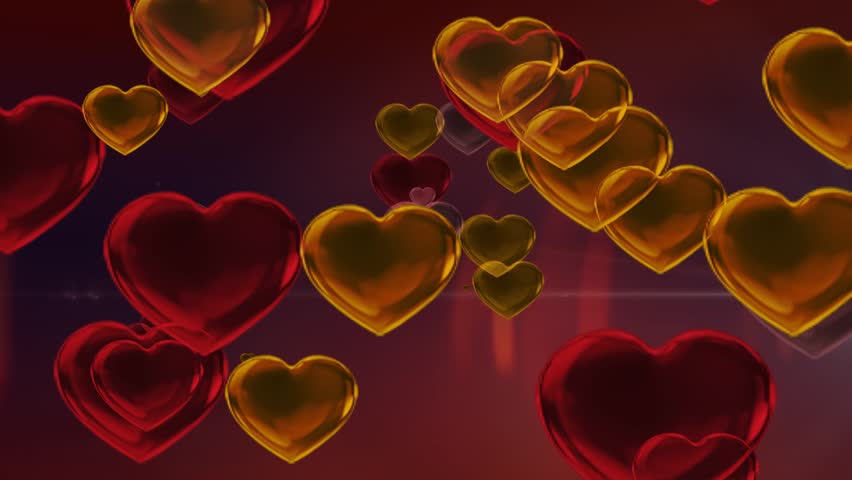 Gold and Red Valentine Hearts Motion Background