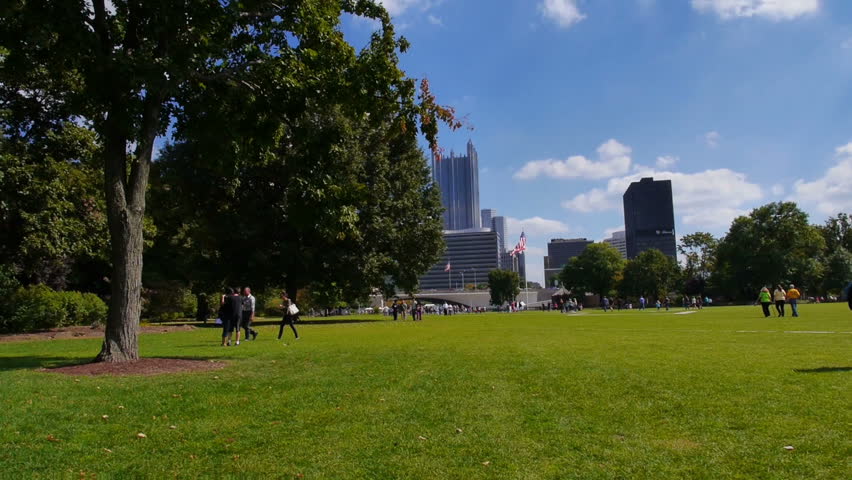 People at Point State Park in Pittsburgh, Pennsylvania.