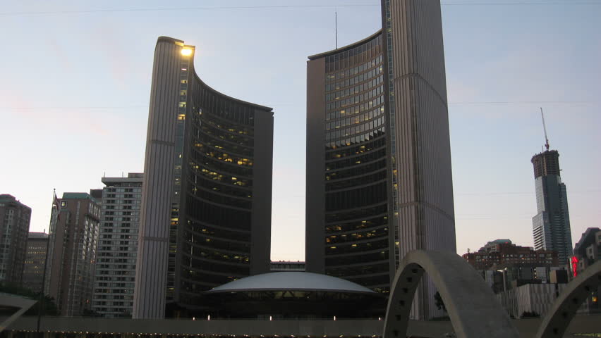 Toronto City Hall Sunset Timelapse 2. Toronto's city hall during sunset tilting