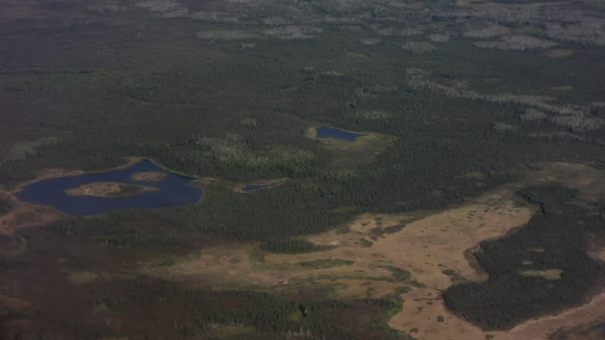 Aerial of central Alaska near the Yukon River.