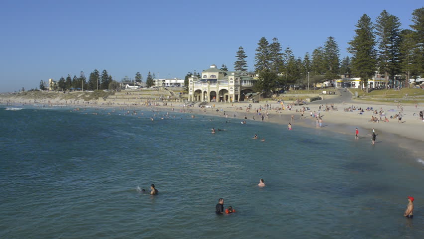 PERTH, AUSTRALIA - JANUARY 5 2013: People swimming and enjoying the cool break