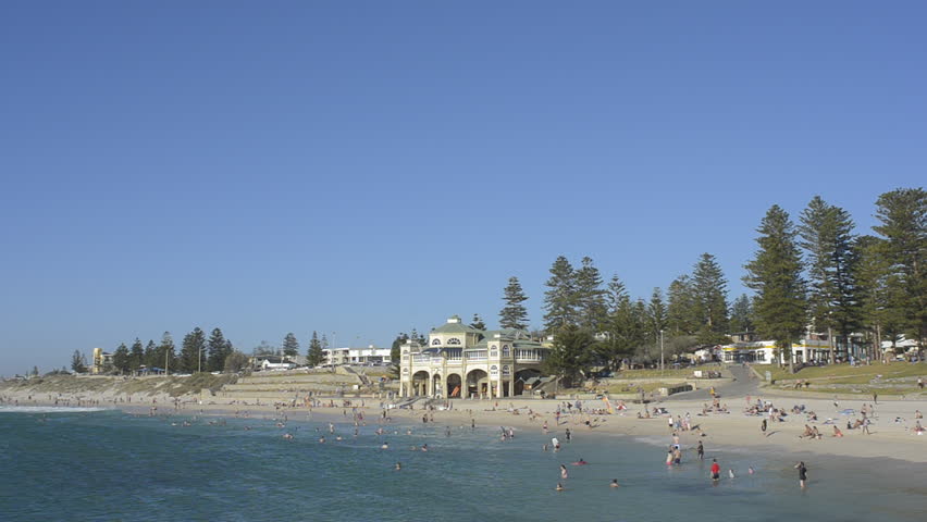 PERTH, AUSTRALIA - JANUARY 5 2013: People swimming and enjoying themselves at
