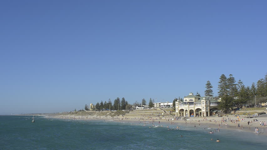 PERTH, AUSTRALIA - JANUARY 5 2013: People swimming and enjoying Cottesloe Beach