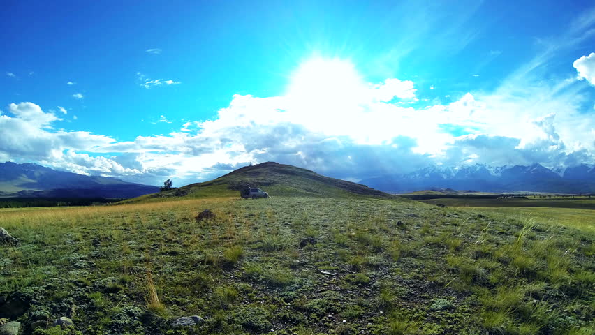 Time Lapse Panorama of Mountain River Valley