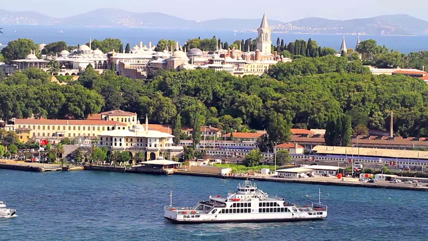 Topkapi Palace, Istanbul. Aerial view of Istanbul looking to Topkapi Palace and