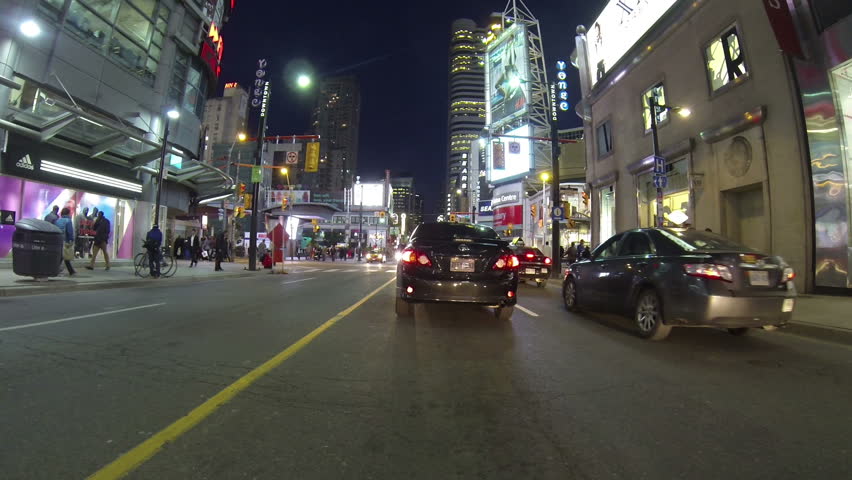 TORONTO, CANADA - SEP 23 2013: Vehicle shot of downtown Toronto, Canada during