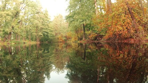 Beautiful autumn landscape with a pond