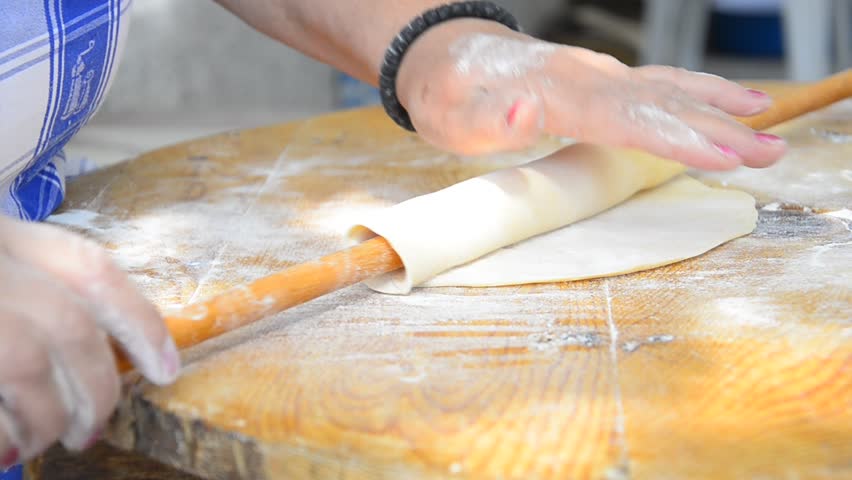 Preparing Traditional Food, Dough, Pastry Rolling and Baking Cookies - Stock