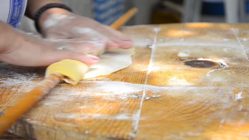 HD: Traditional Italian Food, Rolling The Dough - Stock Video. HD1080