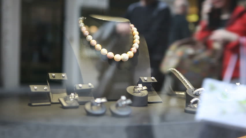 Jewellery on store display