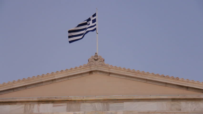 Flag over Greek parliament