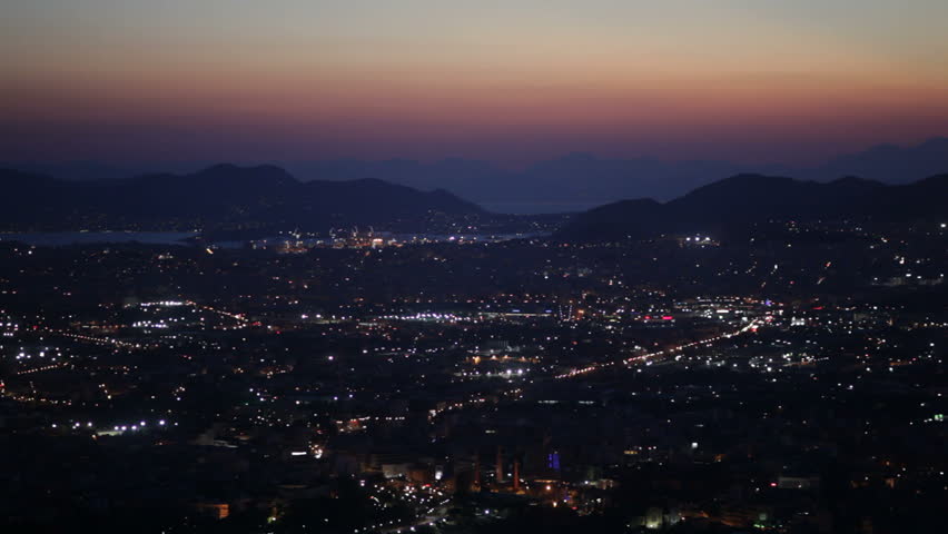 Athens city views - city panorama at night 