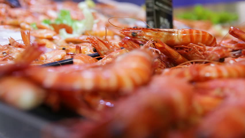 Prawns on stall at the market
