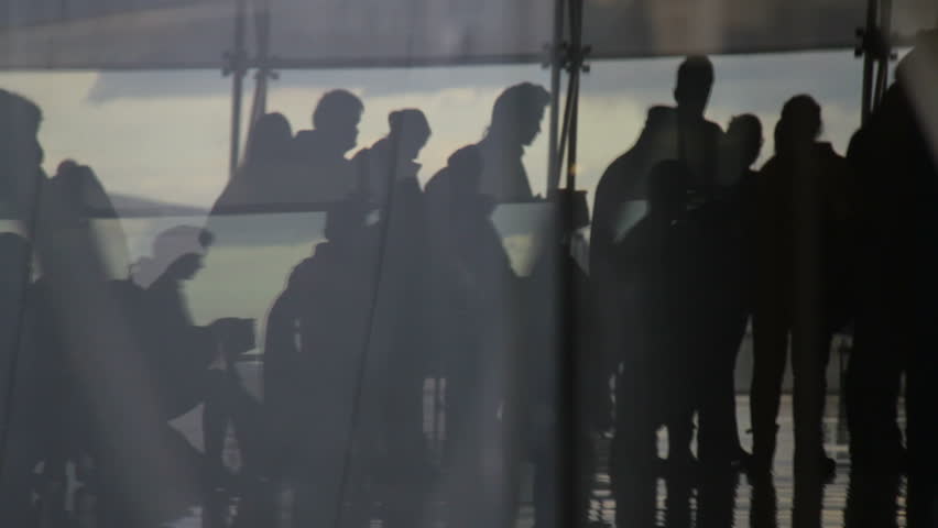 People silhouettes at airport