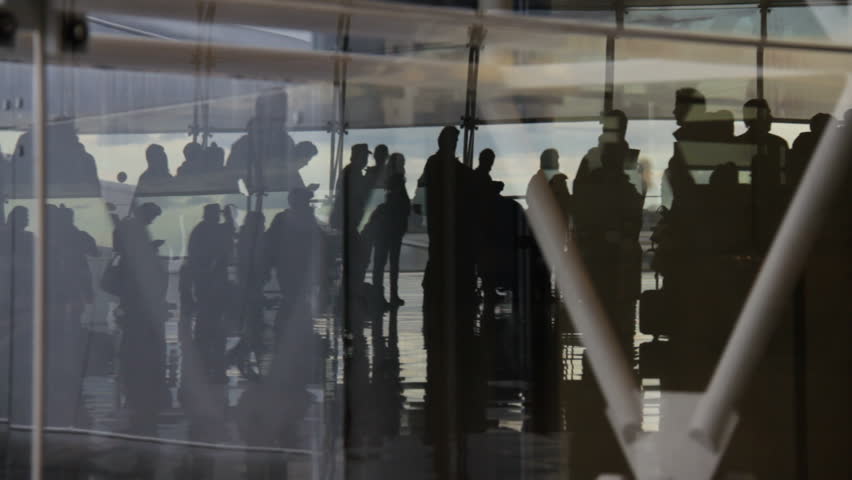 Passengers at airport waiting lounge