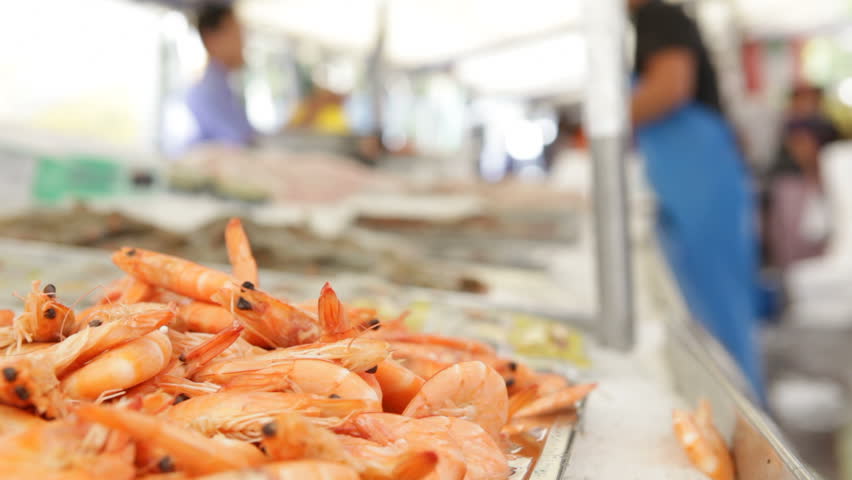 Prawns on stall at the market