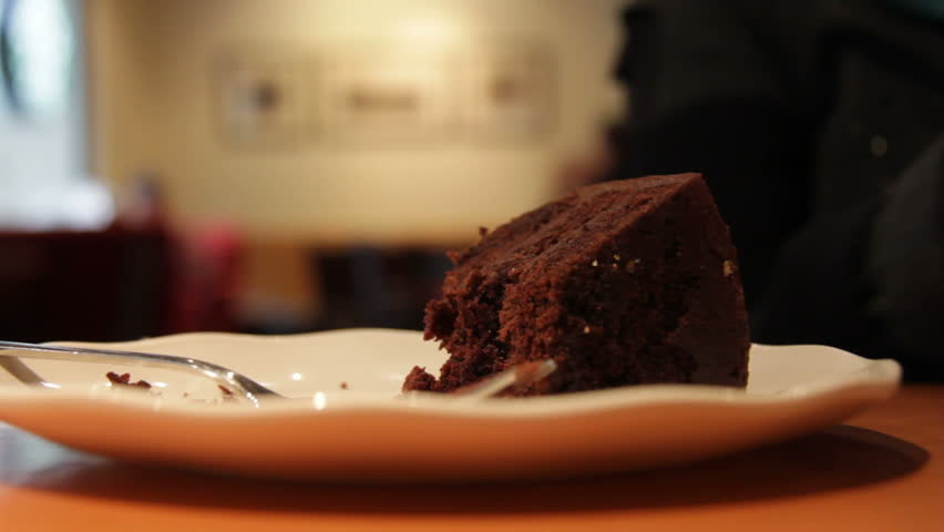 chocolate cake in restaurant