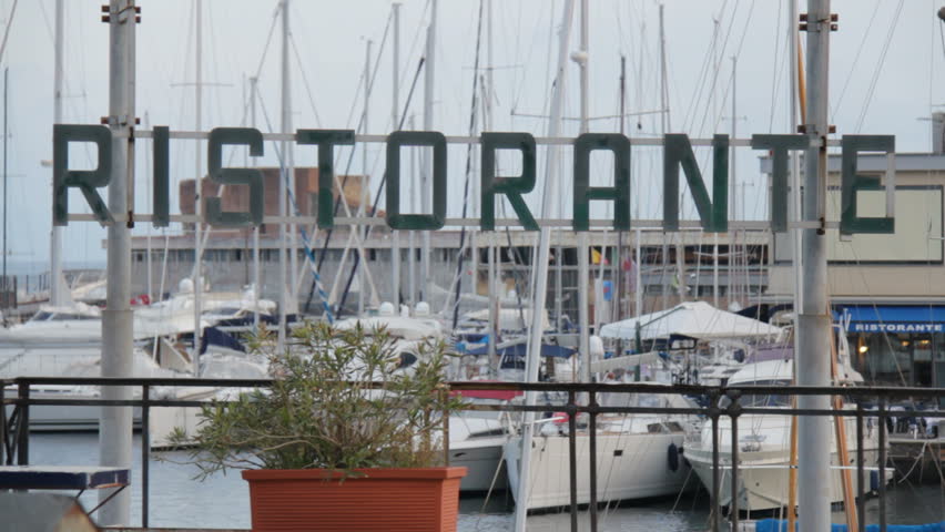 Italian seaside restaurant sign
