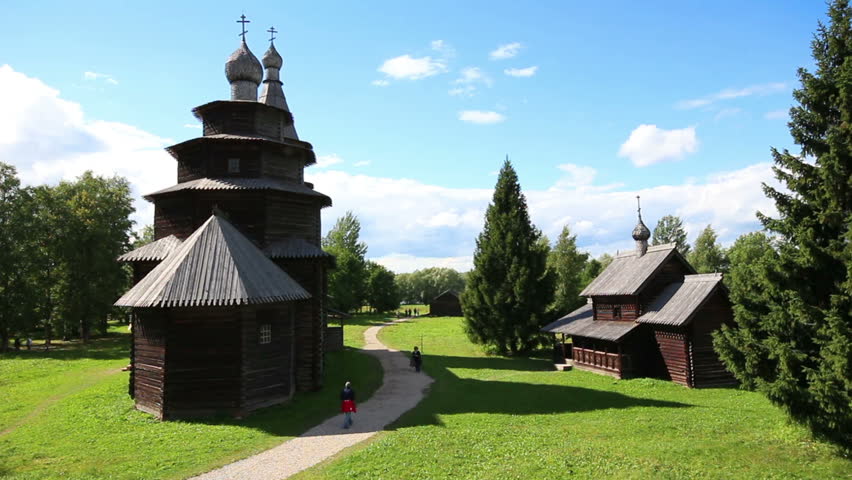 Veliky Novgorod - museum of old russian wooden architecture - timelapse