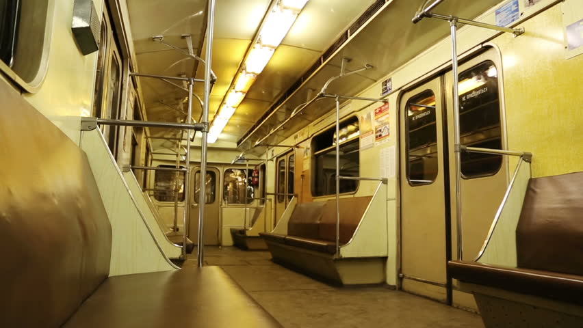 interior of moving subway car