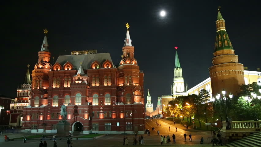 Russian Historical Museum on Red Square at nighrt in Moscow, Russia