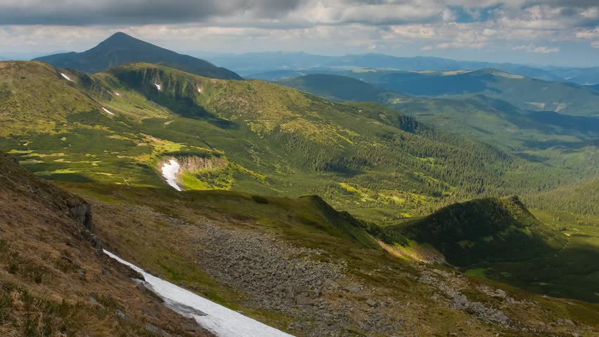 Time lapse clip. Fantastic mountain landscape. Carpathian, Ukraine, Europe.