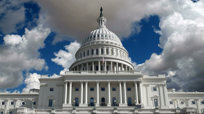 US Capitol building with time lapse storm clouds.
NOTE:  Technically improved 4K version now available.  Please see file # 7220186. Royalty-Free Stock Footage #4793540