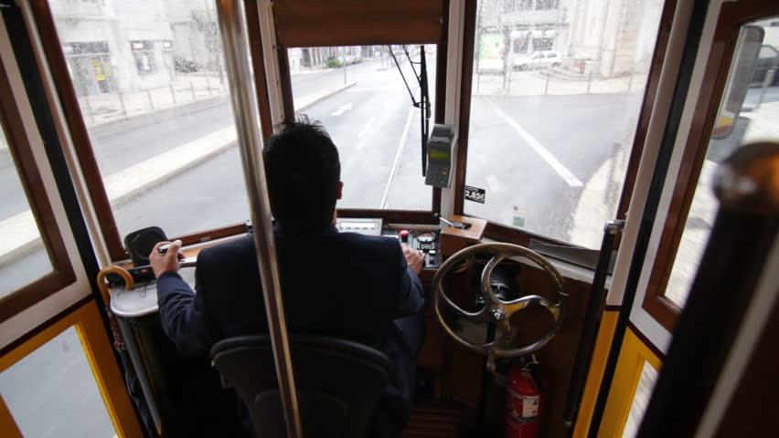 Lisbon, Portugal - September 10th, 2012: The famous tram 28 in Lisbon - driver's