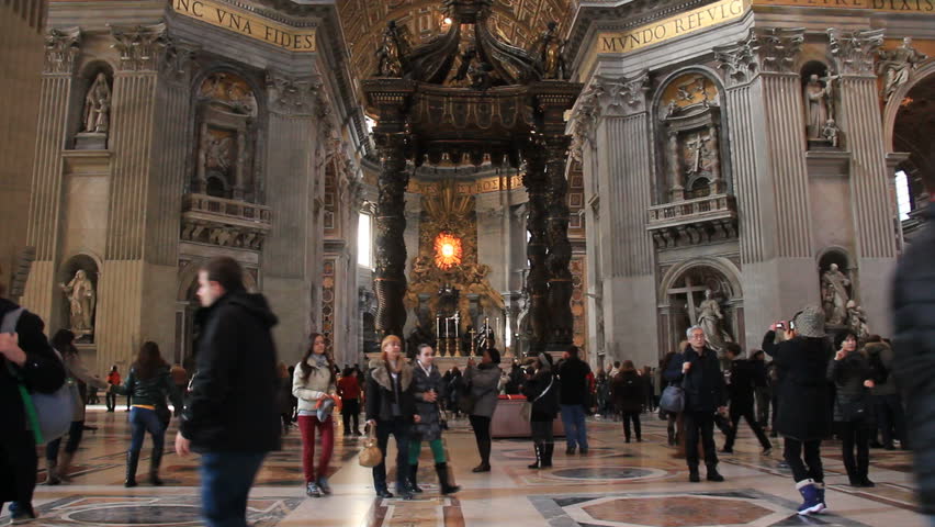 Rome, Vatican city - February 15th, 2012 - Tourists inside Basilica of St Peters
