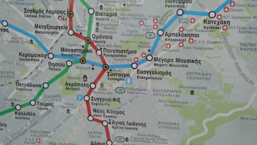 Athens, Greece - August 15th, 2012: Athens subway map 