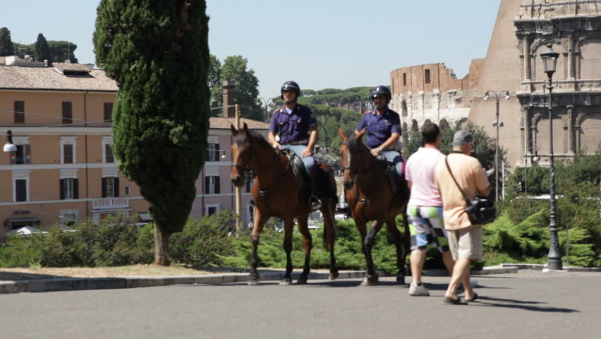 Rome, Italy - February 15th, 2012 - Police officer on horse in Rome