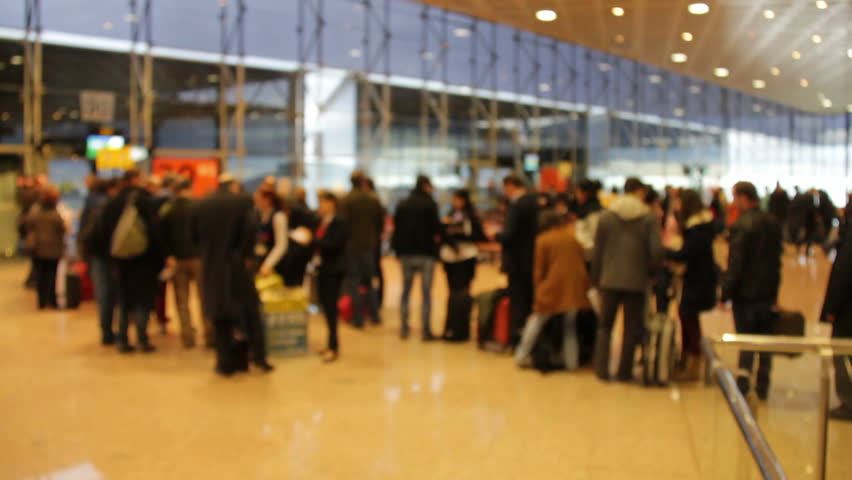 Barcelona, Spain - January 15th, 2013: Passengers in line