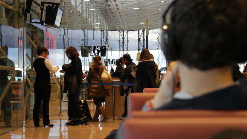 Barcelona, Spain - January 15th, 2013: Passengers boarding plane