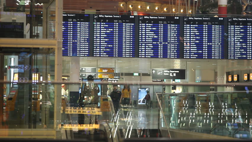 Munich, Germany - April 25th 2013: Airport departure timetable