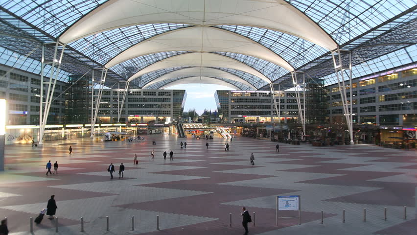 Munich, Germany - April 25th 2013: Munich airport hall