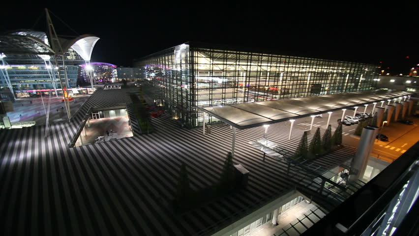 Munich, Germany - April 25th 2013: Munich airport at night