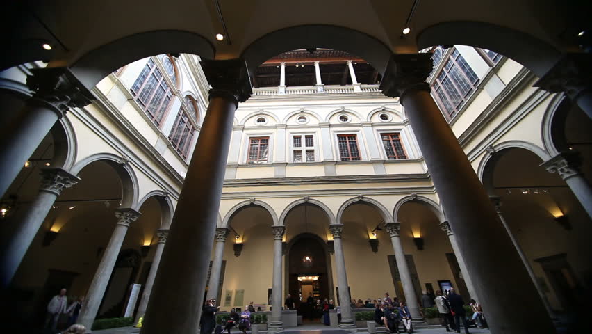 Florence, Italy - April 18th, 2013: Renaissance inner court in Florence, Italy