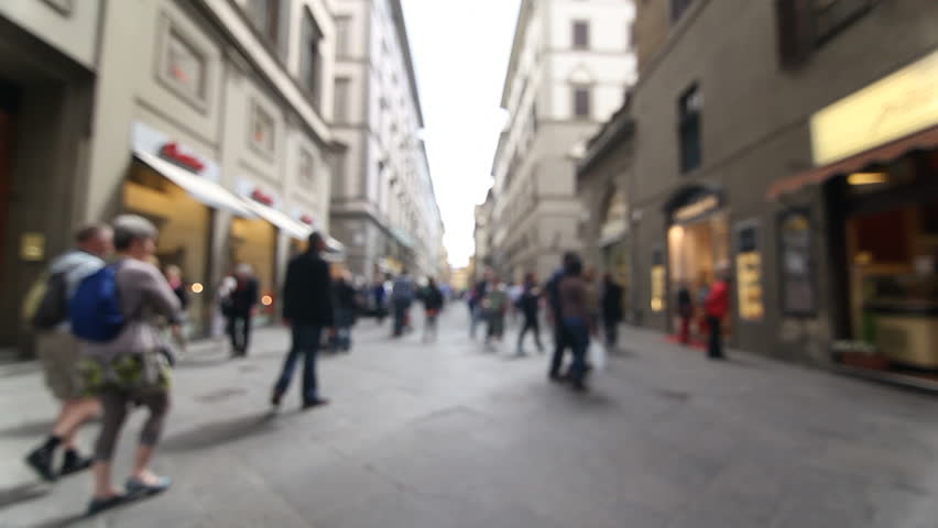 Florence, Italy - April 18th, 2013: Anonymous crowd on a shopping street