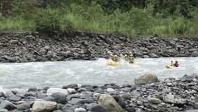 White water rafting on the rapids of the river Pastaza,Ecuador. 