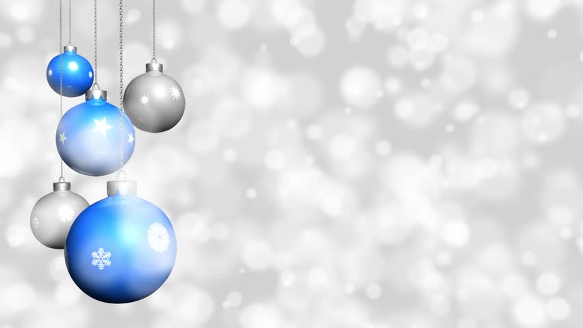 christmas ornaments snow background blue silver: стоковое видео (без лиценз...