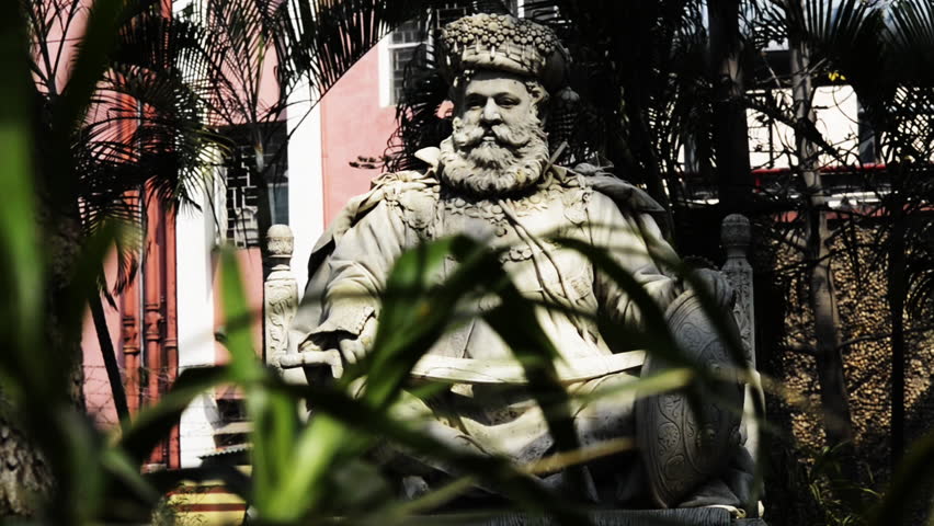 Shot of the Statue of Maharaja Lakshmeshwar Singh at Dalhousie Square, Kolkata, West Bengal, India