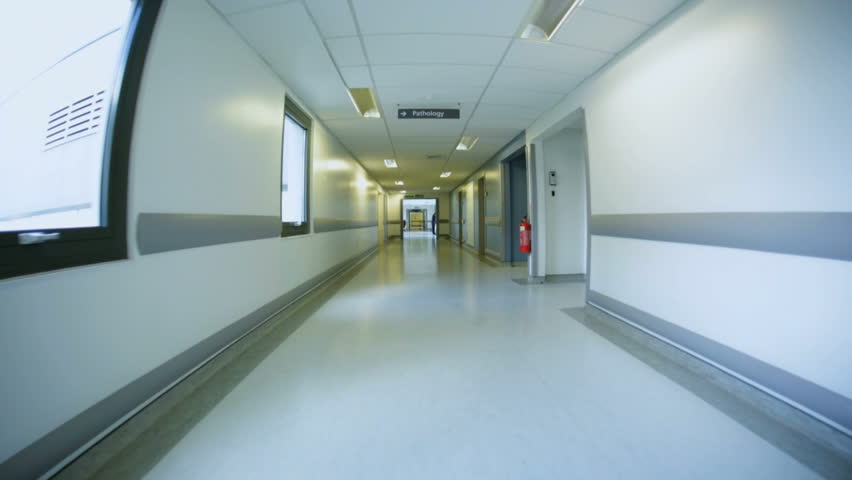 Wide angle view clean sterile empty corridors modern hospital no people | Shutterstock HD Video #4808816