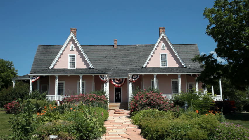 Old pioneer mansion house. Once owned by Brigham Young, LDS Prophet. Reproduction of original. Antiques and demonstration of mid 1800 home building.