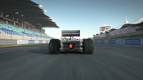 Formula One race car breaking and stopping at start position - high quality 3d animation - visit our portfolio for more
