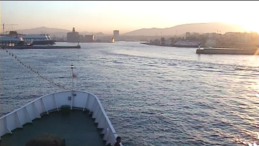bow of ship entering port of piraeus, Greece
