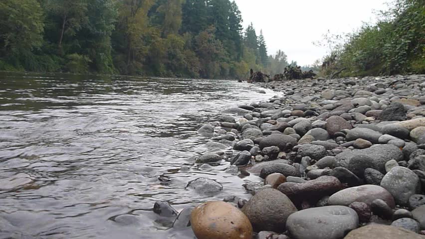 River shore scenic in Oregon wilderness.